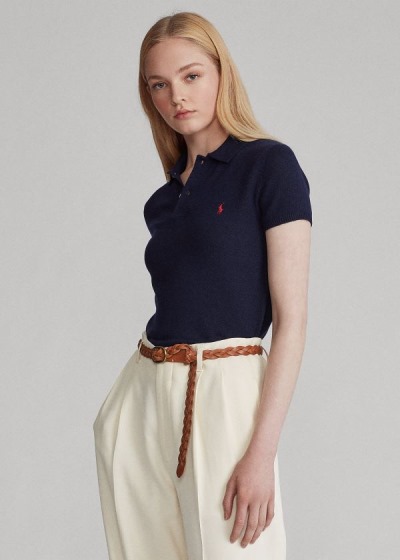 Camisa Polo Polo Ralph Lauren Mujer Azul Marino - Ribbed-Hem Cashmere - MNZDG5061